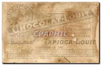 Laminado de zinc — Chocolat Louit — Establecimiento especializado en la producción de chocolate — Reverso