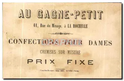 Au Gagne-Petit — 61, Rue du Minage, à La Rochelle — n°10 — Verso