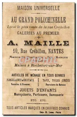 A Cerva no Bosque — O Reino dos Peixes — Maison Universelle, 10 Rue Crébillon, Nantes — Verso