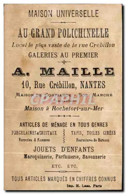 A Cerva no Bosque — O Reino das Hortalicas — Maison Universelle, 10 Rue Crébillon, Nantes — Verso