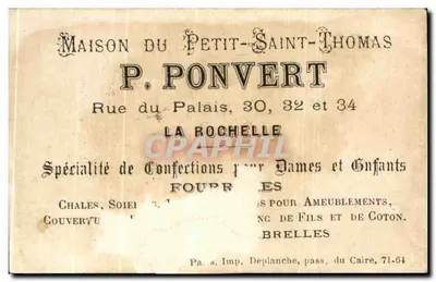 Żołnierz w mundurze — ilustracja — Maison P. Ponvert, La Rochelle — Rewers