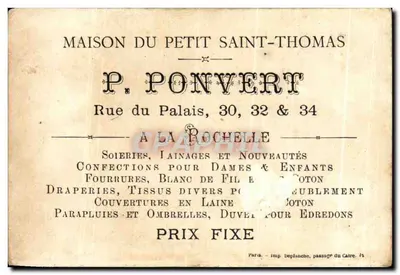 La Cigale & La Fourmi — illustration de fable — éditeur P. Ponvert, La Rochelle — Rewers