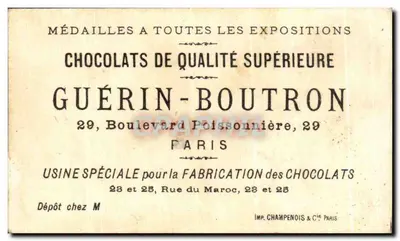 Lew i Lewica w pozycji gotowości — Chocolat Guérin-Boutron — Wydawca: Imp. Champenois & Cie — Rewers