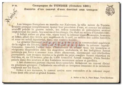 Campanha da TUNISIA (Outubro 1881) — Escolta de um comboio de água destinado às tropas — G. Germay, n°38 — Verso