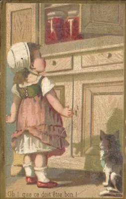 Menina e gato em frente a um armário — editor P. Ponvert, Ochelle