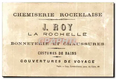 Vaso de flores e pombos — Chemiserie Rochelaise J. Roy — Rochelle — Verso
