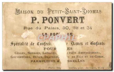 Petite fille en costume japonais — scène de jardin avec cerisier en fleurs — éditeur P. Ponvert, Paris — Verso