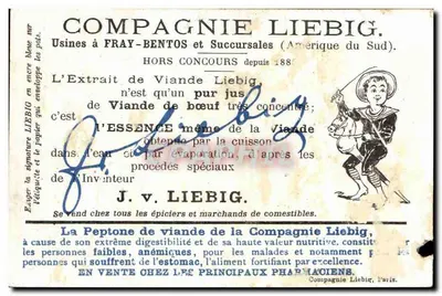 Mãe e filho — propaganda para o Extrato de Carne Liebig — Compagnie Liebig — Verso