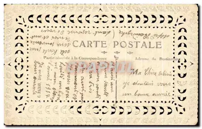 Karta pocztowa dekoracyjna — motyw wyhaftowany — wydawca G. PARIS, depozyt 1914 — Rewers