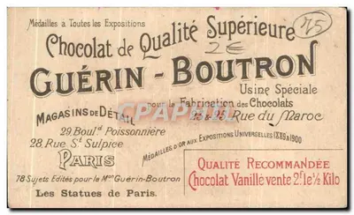 Estátua de Broca — Erguida na Avenida St-Germain — Chocolat Guérin-Boutron, n°49 — Verso