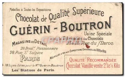 Léon Gambetta — Statua na placu Carrousel — Chocolat Guérin-Boutron — Rewers