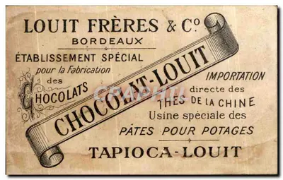 O Gato e o Pássaro — Chocolat-Louït — Louit Frères & C° Bordeaux — Verso