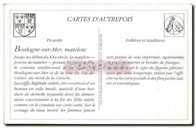 Matelote de Boulogne-sur-Mer — traje tradicional — Cartas de Outrora — Verso