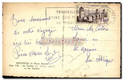 Deauville - O Casino e os Jardins — C.° dos Artes Fotográficas — n°119 — Verso