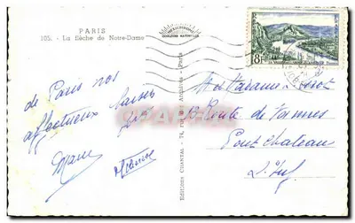 Paris - A flecha da Catedral de Notre-Dame — Éditions Chantal, n°105 — Verso