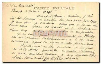 Antike Ansichtskarte Paris Place de la Bastille — Rückseite