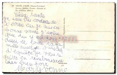 Dolina Aure (Wysokie Pyrenée) — widok panoramiczny z Wierzchołkiem Arbizon — wydawca Claché Laïphil, nr 39 — Rewers