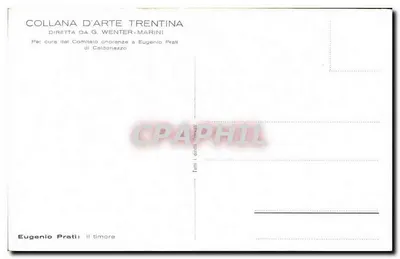 Duas mulheres em traje tradicional — cena de vida — Collana d'Arte Trentina, editada por Eugenio Prati — Verso