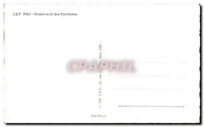 Pau - Boulevard des Pyrénées — vista delle montagne — Féal-Photo, n°137 — Verso