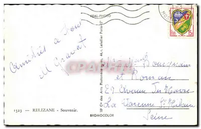 Stara pocztówka Relizane Souvenir — Rewers