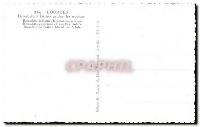 Bernadette in Bartrès die de schapen bewaakt — Uitgave P. Ducet, S. Place Bernard, Lourdes — n° 9 bis — Achterkant