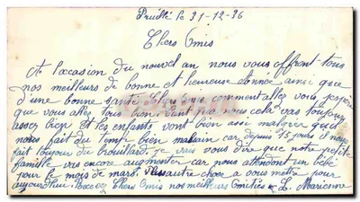 Bonne Année — róże — kartka pocztowa — Rewers