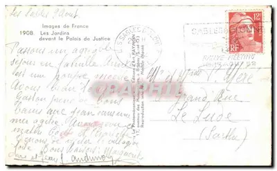 Les Sables d'Olonne — Ogród przed Pałacem Sprawiedliwości — Wydawnictwo D'Art Raymony — Rewers