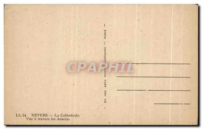 Nevers — Katedra — Widok przez akacje — Rewers