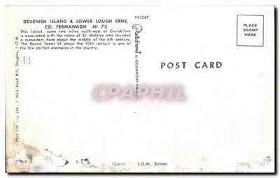 Ilha de Devenish & Lago Inferior Erne, Condado de Fermanagh NI 73 — editor: Colour Picture Publications — Verso