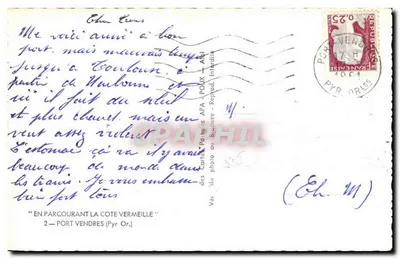 Port-Vendres — Lembrete — Carta postal APA — Verso