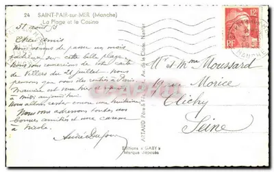 Saint-Pair-sur-Mer — A Praia e o Cassino — Edições Gaby — Verso