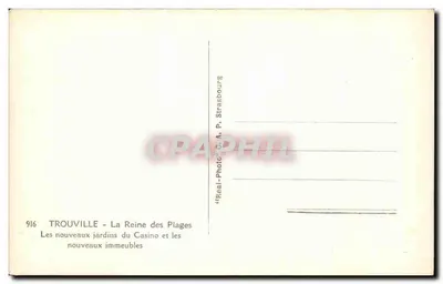 Trouville - Os novos jardins do Casino e os novos edifícios — editor C.A. P. Strasbourg, n° 916 — Verso