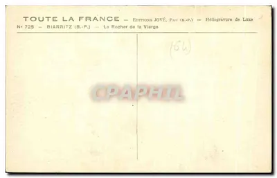 Biarritz — Il Rocher de la Vierge — Edizioni Jové, Pau (B.P.) — Verso