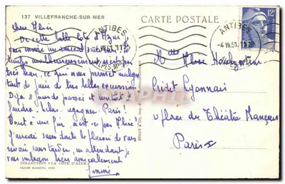 Antibes — Vista da cidade e da colina — Braun & Cie, Imp. Ed. Nîmes — Verso