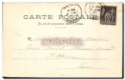 Reims — Stare domy na placu Rynku — P.D.R. — Rewers