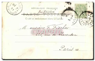 Stara pocztówka St Ouen Rouen — Rewers