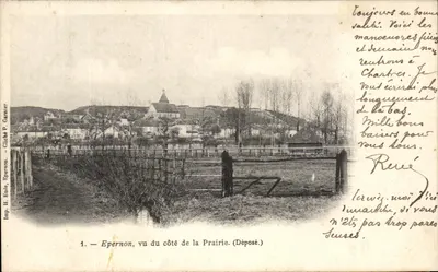 Epernon, vista do lado da Prairie — Imp. H. Eude, Epernon — n°1