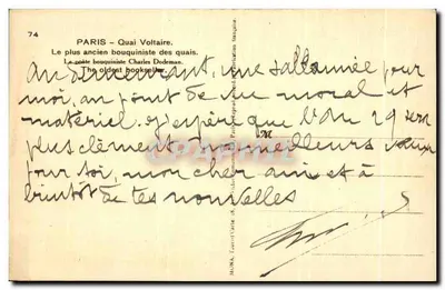 Parijs - Quai Voltaire — De oudste boekhandelaar van de quais — Mona — Achterkant