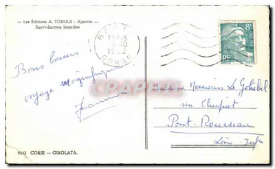 Stara pocztówka Korsyka Girolata — Rewers