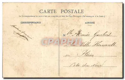 Tarjeta postal antigua No volverás al Bois Mujer y niño — Reverso