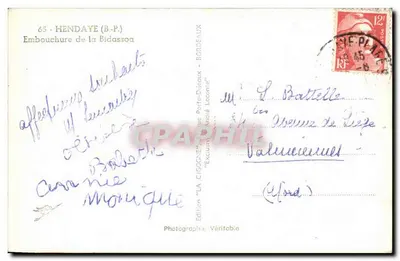 Embocadura da Bidassoa — Hendaye (B.P.) — Edição 'La Cigogne' — Verso