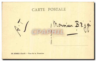 Nîmes (Gard) — Widok fontanny — Wydawnictwo A. Beauriquier — Rewers