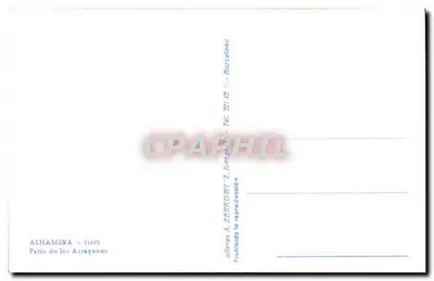 Alhambra — Pátio dos Arrayanes — editor A. ZERKOWI - 2, Barcelona — Verso