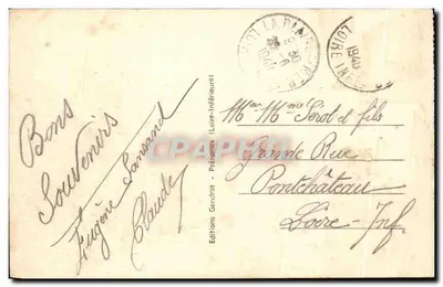 Bilhete postal antigo Prefailles Efeitos de Ondas na Costa — Verso