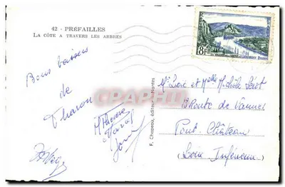 Préfailles — A costa vista através das árvores — F. Chapeau, editor Nantes — Verso