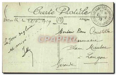 Palácio de Versalhes — Galeria dos Espelhos — editor LL. n°49 — Verso