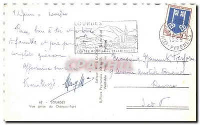 Vue prise du Château-Fort — Lourdes — Éditeur Peyramale — Verso