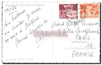 Zamek Bellerive-sur-Andorre — widok na jezioro i góry — Photoglyph-Wehrli A.G., Zurych — Rewers