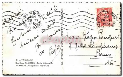 Toulouse - Porta Miègeville — Basílica de São Raymond — Ed. Océan, Toulouse — Verso