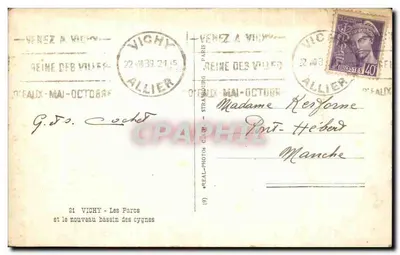 Vichy — Parki i nowy basen z łabędziami — Real-Photo-Carb. (9) — Rewers